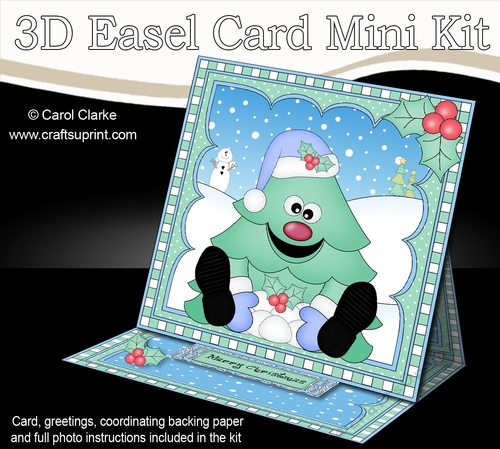 3D Easel Card Mini Kit - Christmas Tree is Snowballing!