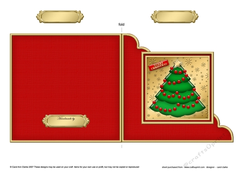 Elegant Christmas Tree - Cut and Fold Corner Card 