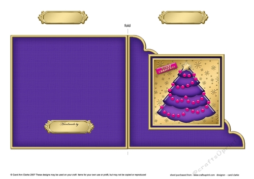 Elegant Christmas Tree - Cut and Fold Corner Card 