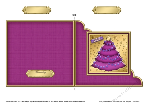 Elegant Christmas Tree - Cut and Fold Corner Card 