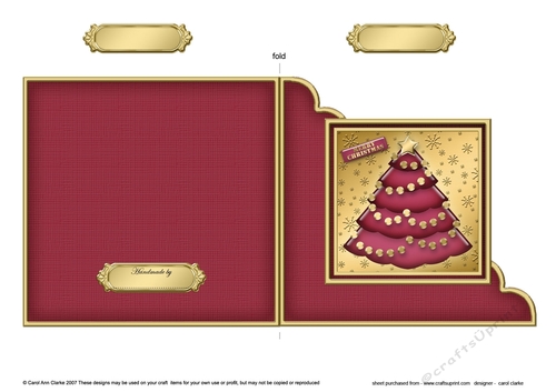 Elegant Christmas Tree - Cut and Fold Corner Card 