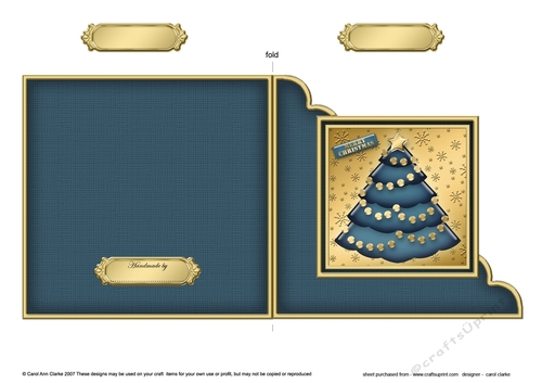 Elegant Christmas Tree - Cut and Fold Corner Card 