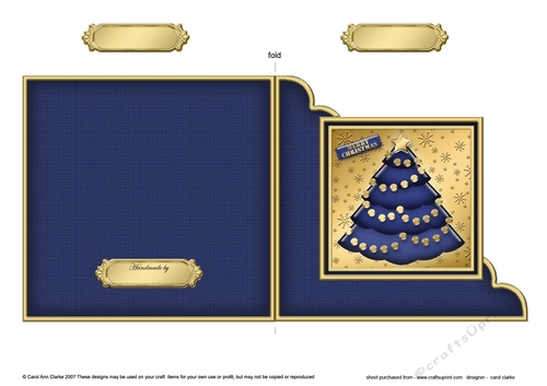 Elegant Christmas Tree - Cut and Fold Corner Card 