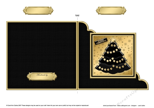 Elegant Christmas Tree - Cut and Fold Corner Card 