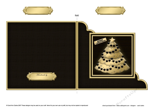 Elegant Christmas Tree - Cut and Fold Corner Card 