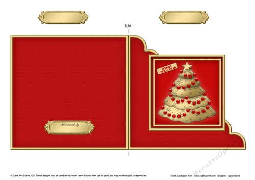 Elegant Christmas Tree - Cut and Fold Corner Card 