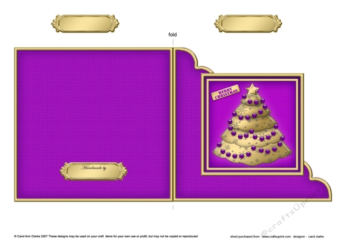 Elegant Christmas Tree - Cut and Fold Corner Card 
