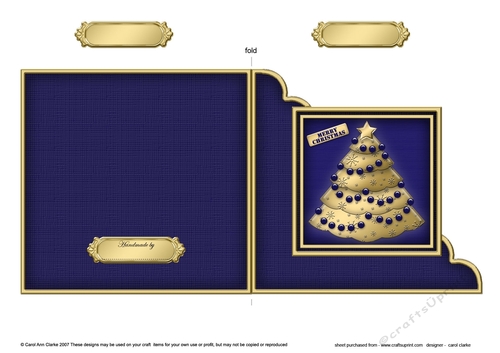 Elegant Christmas Tree - Cut and Fold Corner Card 