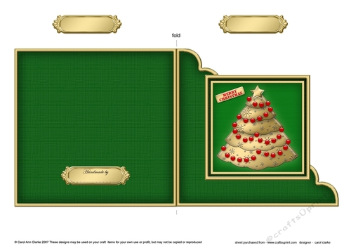 Elegant Christmas Tree - Cut and Fold Corner Card 