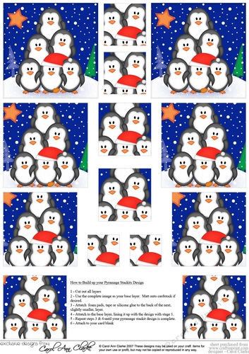 Cute Christmas Penguins - Pyramage sheet