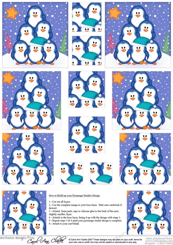 Cute Christmas Penguins - Pyramage sheet