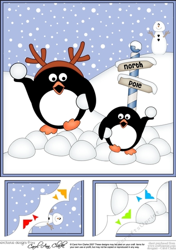 8 x 8 Christmas Penguins are having a Snowball Fight!