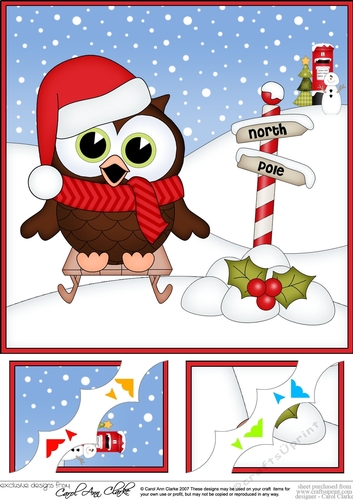 8 x 8 Christmas Little Hoot Owl is Sledging!