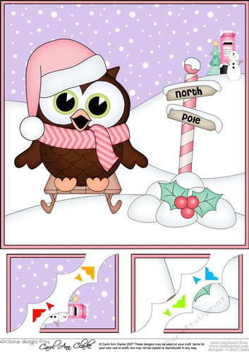 8 x 8 Christmas Little Hoot Owl is Sledging!
