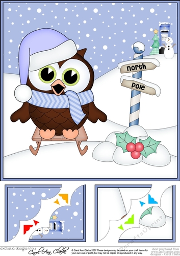 8 x 8 Christmas Little Hoot Owl is Sledging!