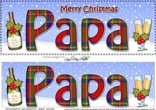 Large DL Merry Christmas PAPA 3D decoupage with Champagne