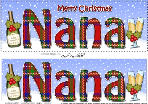 Large DL Merry Christmas NANA 3D decoupage with Champagne