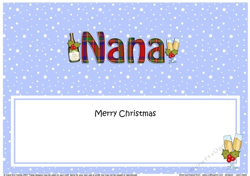 Large DL Merry Christmas NANA insert with Champagne