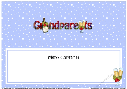 Large DL Merry Christmas GRANDPARENTS insert with Champagne