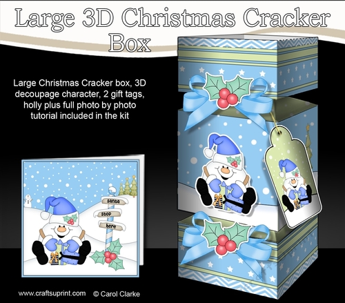 3D Large Christmas Cracker Box Mini Kit -  Snowball Sam has Xmas Presents