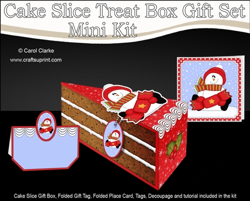 3D Christmas Cake Slice Treat Box Gift Set Mini Kit - Snowman Rio has an Xmas Cracker