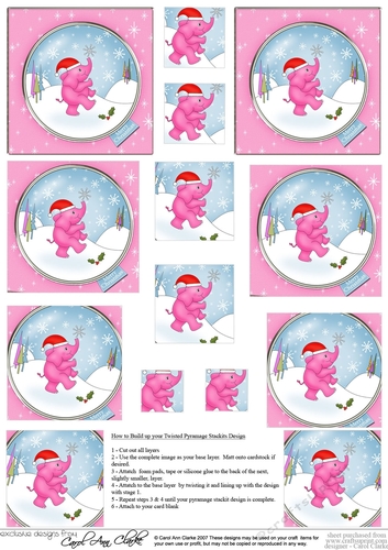 Cute Christmas Elephant -  Twisted Pyramage sheet