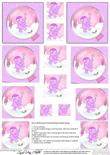 Cute Christmas Elephant -  Twisted Pyramage sheet