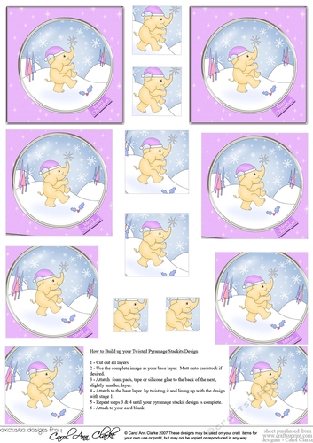Cute Christmas Elephant -  Twisted Pyramage sheet