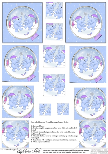 Cute Christmas Elephants -  Twisted Pyramage sheet