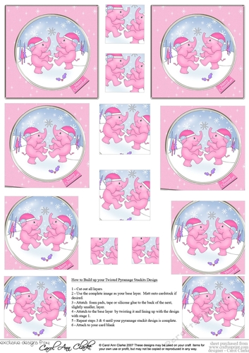 Cute Christmas Elephants -  Twisted Pyramage sheet