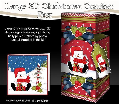 3D Large Christmas Cracker Box Mini Kit -  Snowman Oli has lots of Presents