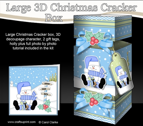 3D Large Christmas Cracker Box Mini Kit -  Snowman Oli has lots of Presents