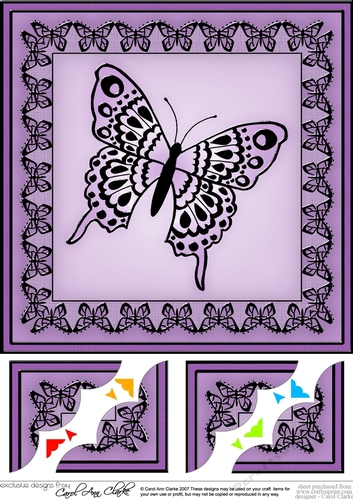 8 x 8 Big Butterfly Scalloped corner Topper
