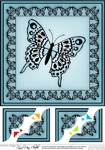 8 x 8 Big Butterfly Scalloped corner Topper