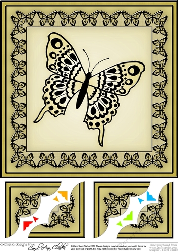 8 x 8 Big Butterfly Scalloped corner Topper