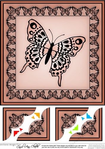 8 x 8 Big Butterfly Scalloped corner Topper