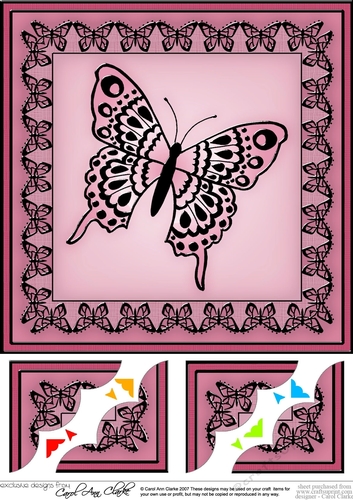 8 x 8 Big Butterfly Scalloped corner Topper