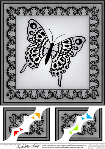 8 x 8 Big Butterfly Scalloped corner Topper