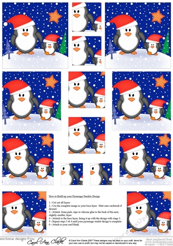 Cute Christmas Penguin Felties - Pyramage sheet