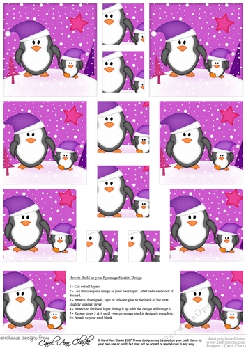 Cute Christmas Penguin Felties - Pyramage sheet