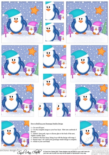 Cute Christmas Penguin Felties - Pyramage sheet