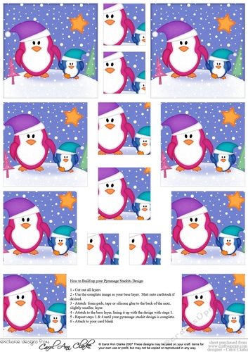 Cute Christmas Penguin Felties - Pyramage sheet