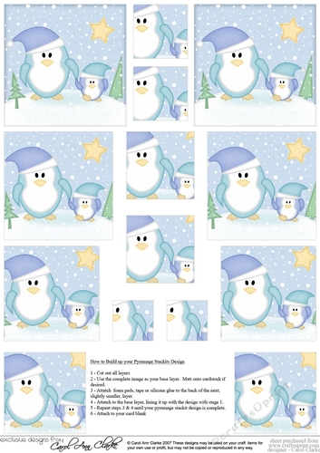 Cute Christmas Penguin Felties - Pyramage sheet