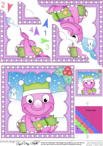 Christmas Dinosaur Scalloped Corner Stacker