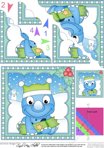 Christmas Dinosaur Scalloped Corner Stacker