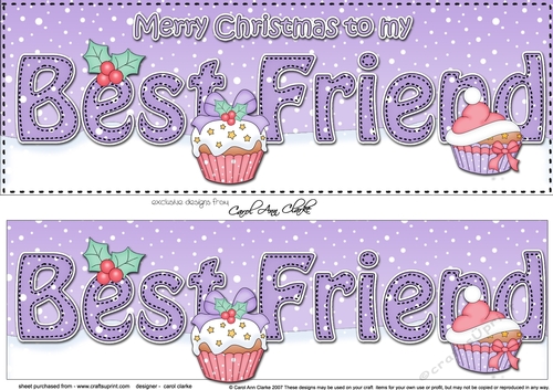 Large DL Merry Christmas to my BEST FRIEND 3D decoupage with Cupcakes