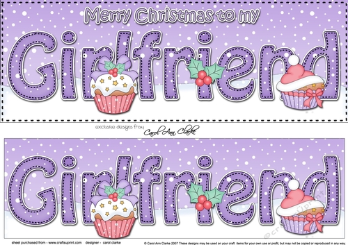 Large DL Merry Christmas to my GIRLFRIEND 3D decoupage with Cupcakes