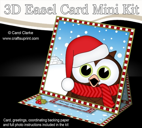 3D Easel Card Mini Kit - Christmas Little Hoot Owl