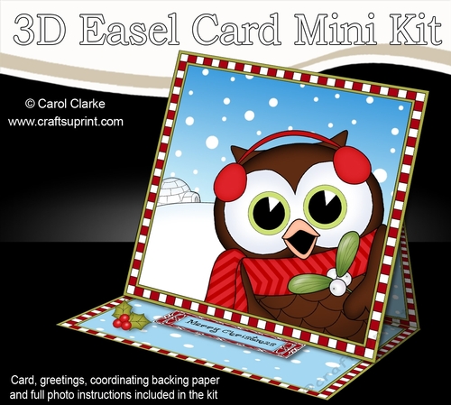 3D Easel Card Mini Kit - Christmas Little Hoot Owl