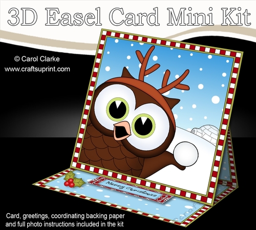 3D Easel Card Mini Kit - Christmas Little Hoot Owl